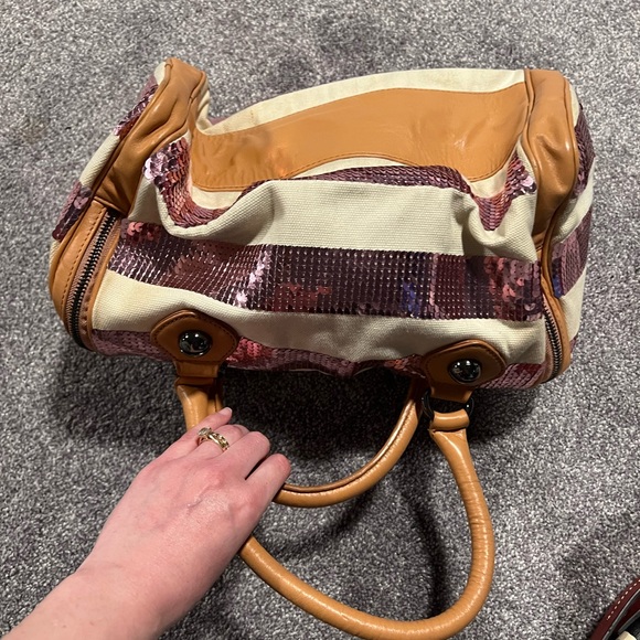 Betsey Johnson Purse with Canvas and Blush Sequins - Picture 4 of 10